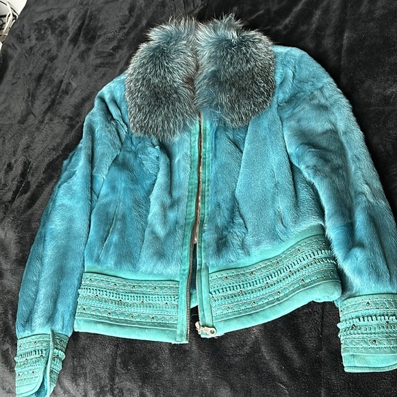 Natural Lambskin 100% Genuine Leather with Fur, and Natural Wool, Woman’s Coat. - Picture 3 of 17